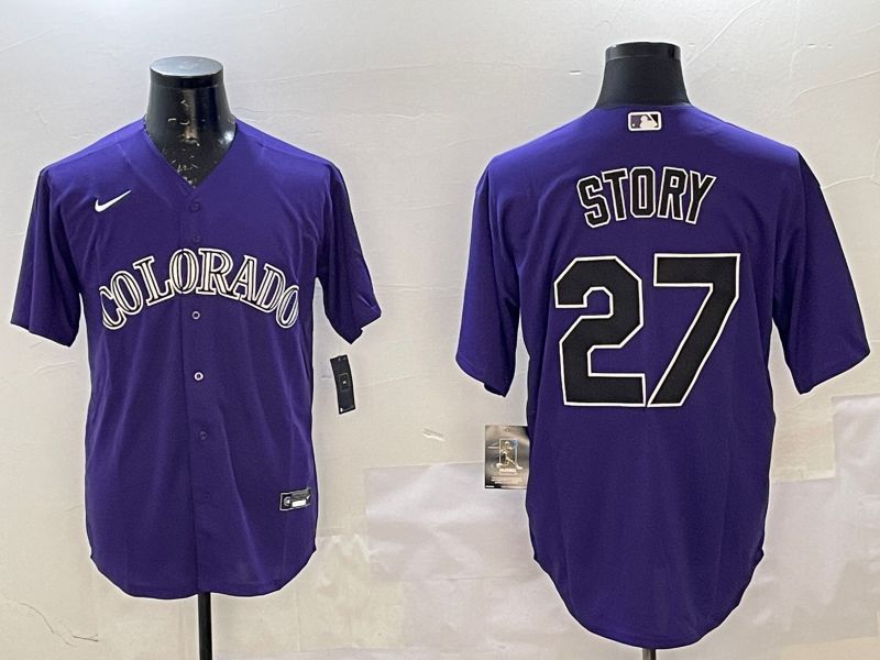 Men Colorado Rockies #27 Story Purple Game 2025 Nike MLB Jersey style 1